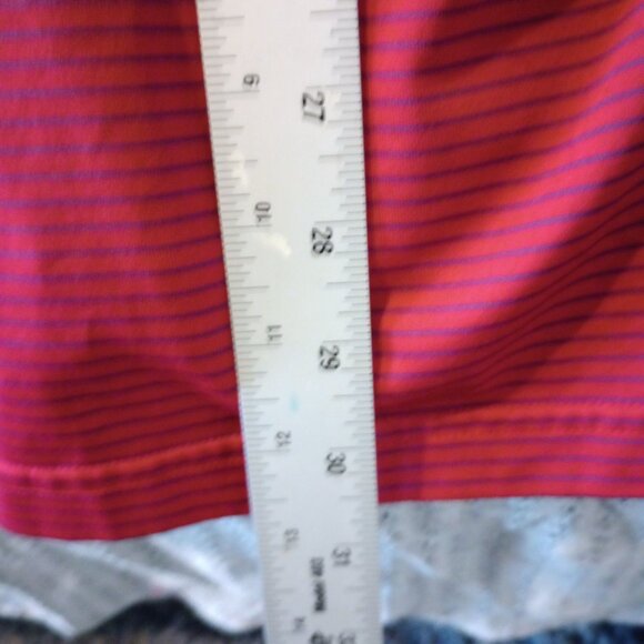 Masters Performance Red & Blue Striped Polo Shirt L Polyester Mens Short Sleeve - Picture 7 of 7